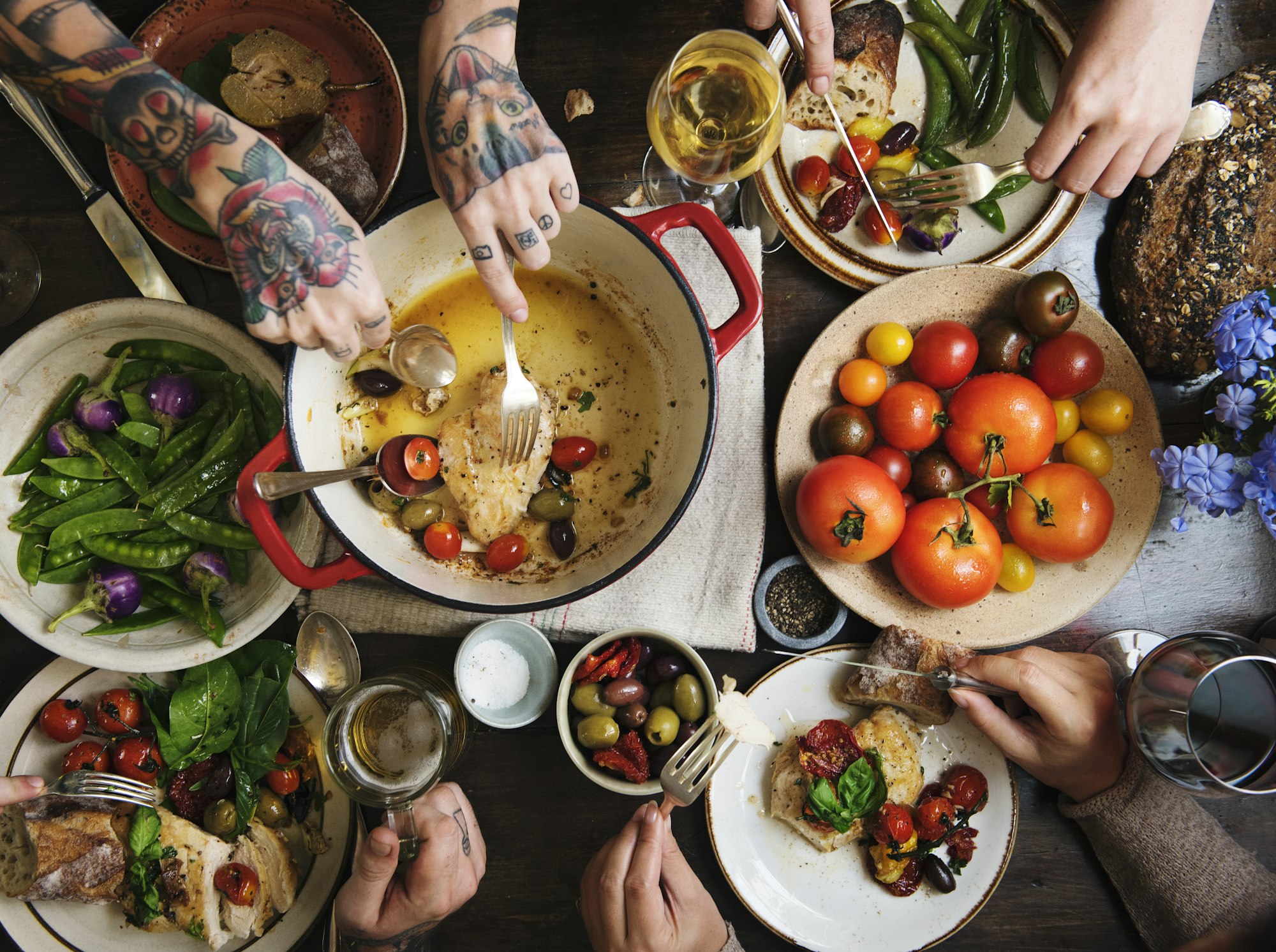 Roasted chicken dinner food photography recipe idea