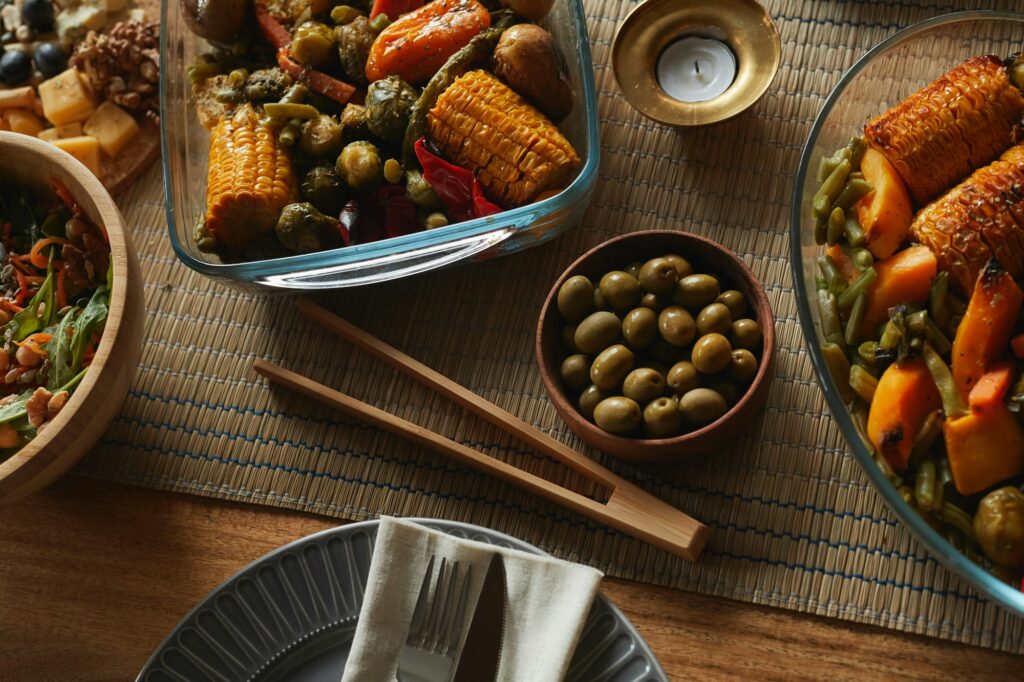 Soul Food Feast on Wooden Table